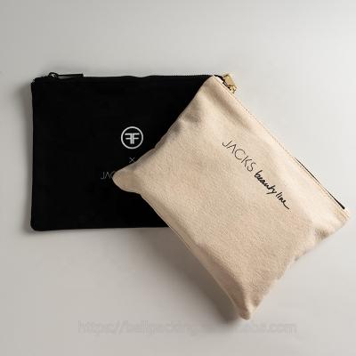 China Fashion Custom Logo Printed Cotton Zipper Bag For Cosmetic Thick Canvas Zipper Pouch for sale