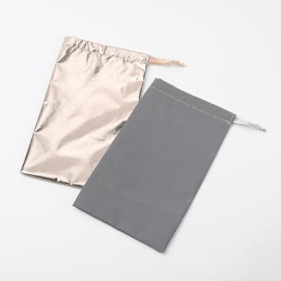 China Recycled Packaging Waterproof Drawstring Pouch Fabric Dust Reflective Gift Packing Gift Wrapping Bag for sale