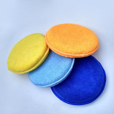 China Car Care Cleaning Non Cheap Soft Microfiber Sponge Auto Cleaning Pad For Car Washing And Waxing Orange for sale