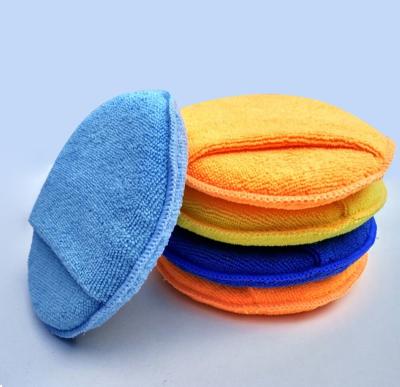 China Car Care Cleaning Customized Blue Microfiber Auto Cleaning Sponge Pad With Pocket For Car Wash And Coating for sale