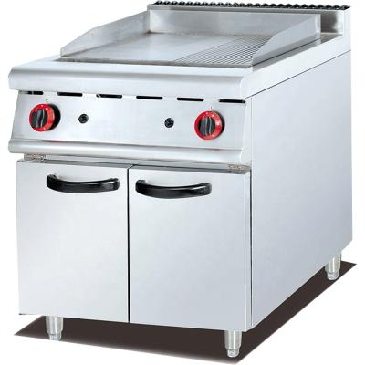 China Commercial Kitchen 2/3 Flat Plate 1/3 Ribbed Gas Griddle With Cabinet 800*900*940mm for sale