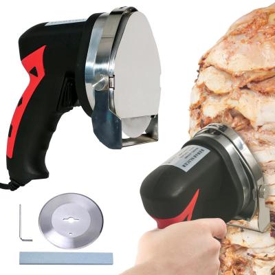 China Hotels Electric Kebab Slicer Doner Kebab Cutter Shawarma Cutter Kitchen Knife with 2 Blades Meat Slicer for sale