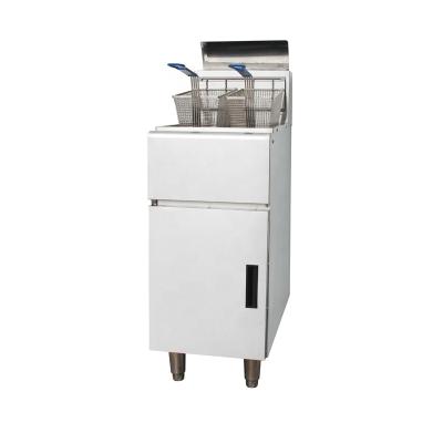 China Restaurant Stainless Steel 1 Tank 2 Basket Floor Gas Fryer Double Less Oil Deep Fryer,Commercial Gas Deep Fryer for sale