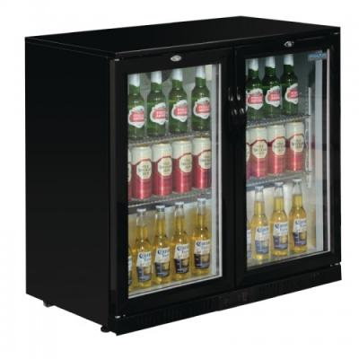 China Glass Double Door Beer Cooler Bar Fridge Door Back Bar Cooler Under Counter Bottle Beer Fridge ST-220 for sale