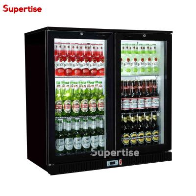 China Single-Temperature Glass Double Door Beer Cooler Bar Fridge Door Back Bar Cooler Under Counter Bottle Beer Fridge for sale