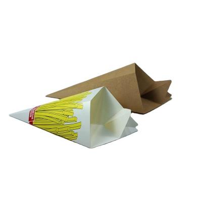 China Eco Friendly Recycled Materials French Fries Paper Bag Kraft Paper Cone Brown Bags For Takeout Food French Fries for sale