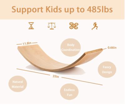 China Indoor Sporting Goods Children's Toy Body Exercise Balance Board Natural Wood Wooden Rocking Board for sale