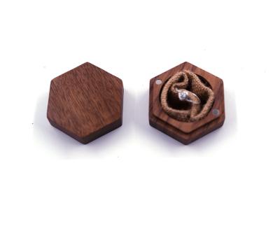 China Europe Handmade Ring Box Black Walnut Jewelry Box Solid Wood Solid Wood Jewelry Ring Box for sale