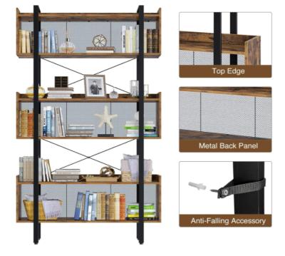 China Expandable Freestanding Wooden Shelf 6 Layer Metal Frame Living Room Bedroom Wooden Shelf for sale