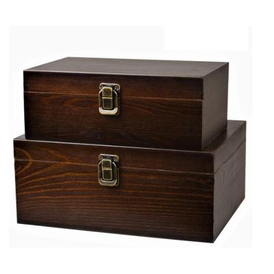 China China Wooden Box Handmade Decoration Wooden Storage Box Hinged Lid Lock Gift Wooden Box for sale