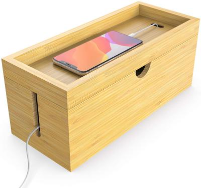 China Handmade Bamboo Cable Management Box, Hidden Wire Storage Box, Large Storage Desk Rack - Hidden TV Power Cable for sale