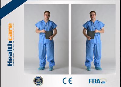 China Blue PP / SMS Disposable Protective Gowns Scrub Suit Lightweight S-5XL Size for sale