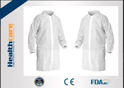 China Micropous Medical Disposable Lab Coats Press Studs Or Velcro Fastening Food Grade for sale