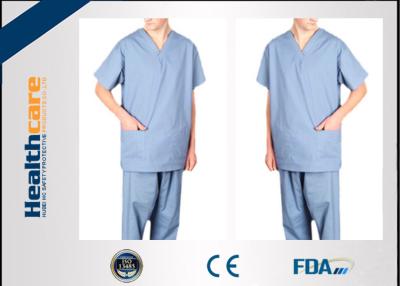 China Anti Dust Disposable Scrub Suits SMS/PP Short Sleeve Garments Breathable Comfortable for sale