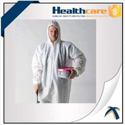 China 2020-nCov new Coronavirus 25G PP White Disposable Coveralls With Hood And Shoe Cover for sale