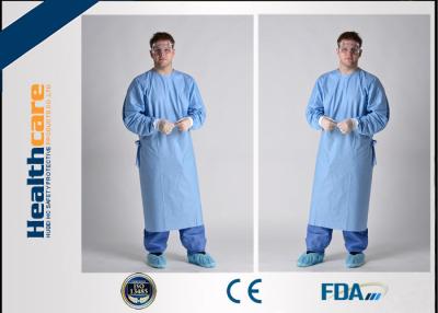 China Reinforced Medical Grade Blue Ammi Level 4 Surgical Gown EO Sterilie With Knitted Cuff for sale