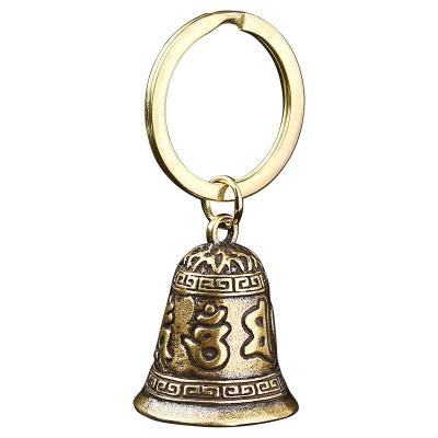 China Genuine Brass Keychain Metal Bell Key Chain Key Ring Pure Copper Six Bell Car Small Key Bag Chain Pendants For Men And Women for sale