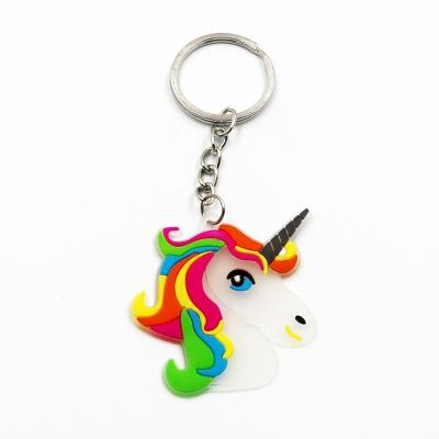 China Soft Creative Unicorn Glue PVC Gift Keychain Key Chain Accessories Glow-in-the-Dark Rubber Key Chain Wholesale for sale