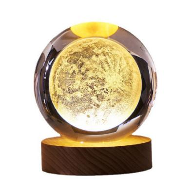 China Europe High Quantity 3d Crystal Ball Wholesale Gifts Wooden Solar System Led Base Light Stand Engraving Galaxy for sale