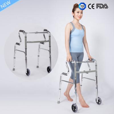 China Aid For The Elderly Disabled Or Aid Walking Elderly Disabled Outdoor Steel Walker Aid Rehabiliation Aluminum Folding Walker for sale