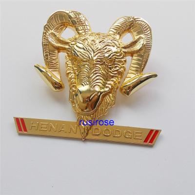 China Personalized sheep head car logo LOGO custom, sheep head metal badge custom, zinc alloy material sheep head car logo for sale