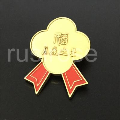 China Enterprise employee honor award badge custom, high-grade golden honor memorial petal badge for sale