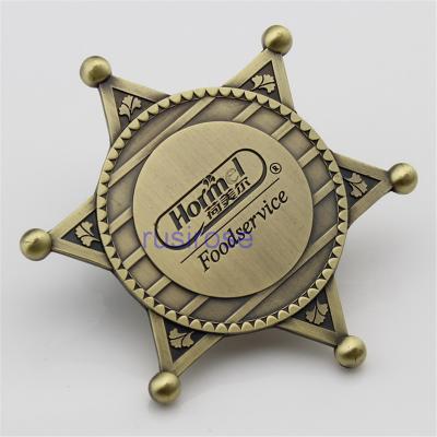 China Customized antique five-pointed star metal badge custom, five-pointed star metal medal custom, can be equipped with box for sale