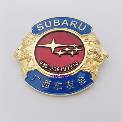 China Customized personality golden car stickers, gold double horse stereo car logo custom, painted metal medallion custom for sale