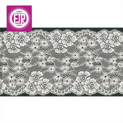 China 14cm wide workable jacquard lace trimming, nylon spandex lace trimming, elastane lace trimming for sale