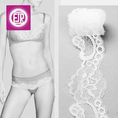 China Scalloped 5.5cm wide viable lace trim for panties, elastic lace trim for underwear, popular stretch lace trim for sale