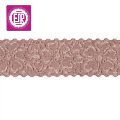 China Floral elastic lace 7cm wide workable, trimming lace for bra and underwear, knitted jacquard lace trim for sale