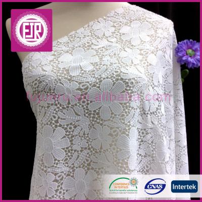 China 125cm wide viable floral lace fabric, Guangzhou lace fabric, guipure lace fabric for sale