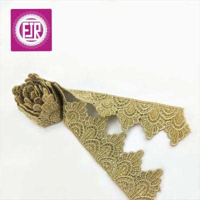 China 3.5cm wide viable gold lace for curtain, metallic lace trim for curtain, trimming lace for curtain for sale