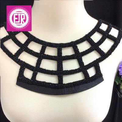 China Handmade Popular Beading Neck Trim, Black Beaded Neck Trim, Wholesale Neck Trim for sale