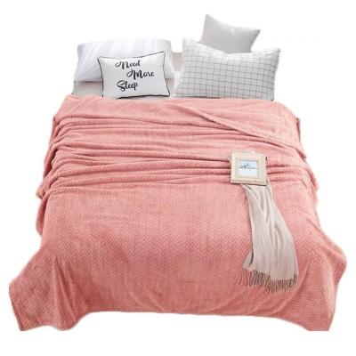 China Wholesale Anti-static Pink Oversized Fleece Flannel Plush Throw Super Warm Raschel Blanket for sale