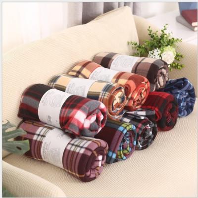 China Antistatic Cheap Microfiber Throw Double Sided Printing Custom Plaid Fleece Blankets for sale