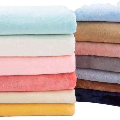 China Manufacturers anti-static porcelain fluffy soft knitted solid color flannel fleece fabric for blanket for sale