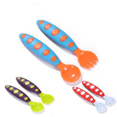 China Wholesale BPA Free Baby Factory Feeding Spoon And Fork Set Children Forming Spoon Fork for sale