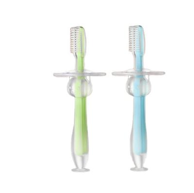 China New Style Eco-friendly Baby Practicing Toothbrushes With Suction Bottom Child Care Silicone Dental Oral Toothbrush for sale