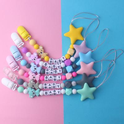 China BPA Free Fashion New Style BPA Free Baby Pacifier Clip With Beads Teether Silicone Teether for sale