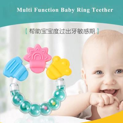 China Soft Toy Wholesale 100% Food Grade Silicone Round Teether Baby Teether Ring for sale