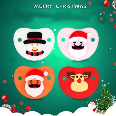 China BPA Free Santa Claus Gifts Shape Baby Silicone Pacifier Baby Christmas Pacifier for sale