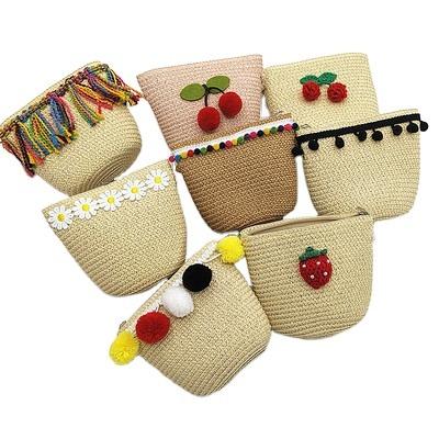 China arming & Custom Wholesale Custom Disarm Straw Bag Custom Beach For Baby Kids Girls Cute Colorful Woven Door Bags Making for sale