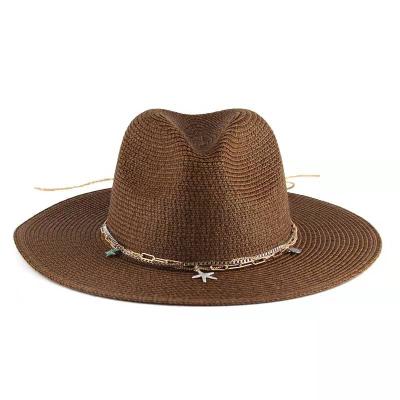 China Custom Wholesale Farmer Hat Straw Bucket Sun Hat Fashion Character Unisex Panama Cool Cowboy Hat for sale