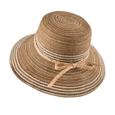 China Custom Wholesale Women's Summer Character Bucket Hat Floppy Stripe Straw Bucket Hat Outdoor Pitcher Cloche Manufacturing for sale