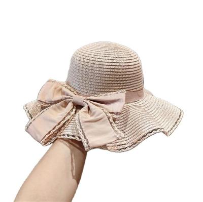 China Wholesale Cheap Wholesale Summer Sun Character Foldable Straw Women's Colorful Wide Brim Beach Butterfly Outdoor Girls Travel Hat for sale