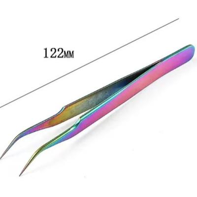 China Custom Straight and Curved Eye Color LOGO Tweezers Stainless Steel Stainless Steel Tweezers for sale