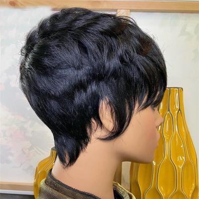 China Straight Short Bob Pixie Wigs Virgin Hair Pixie Cut Wigs Wavy Lace Front Human Hair Wigs Brazilian Wave Shorts For Woman for sale