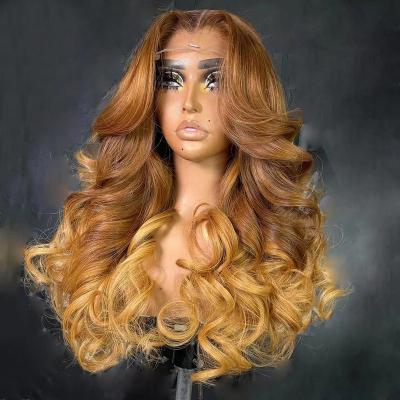 China Loose Wave Ombre Colored Wigs Lace Front Plucked Brazilian Raw Virgin Human Hair Wigs Pre Hair Glueless Lace Front Wigs For Woman for sale