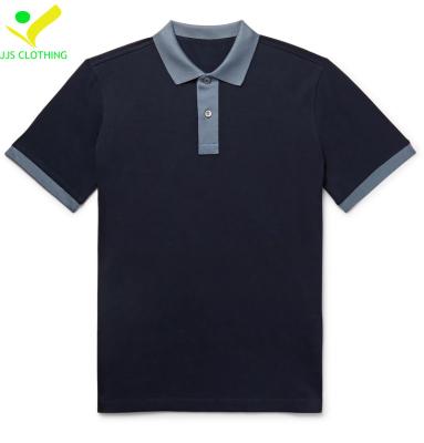 China Anti-wrinkle OEM Design Contrast Color 100% Polyester Short Sleeve Golf Polo Shirts for sale